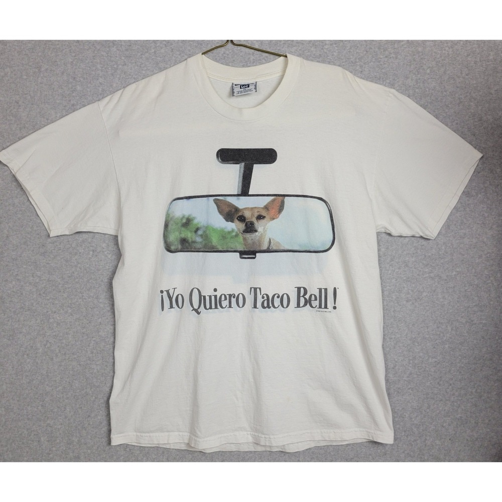 Vintage 1998 Taco Bell Chihuahua Lee T-Shirt XL White Yo Quiero Taco Bell Promo